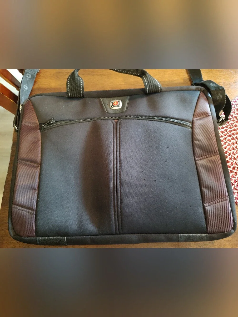 SwissGear Black and Brown Laptop Briefcase with Shoulder Strap